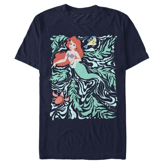 Men's The Little Mermaid Ariel and Friends Seaweed Poster  Graphic T-Shirt