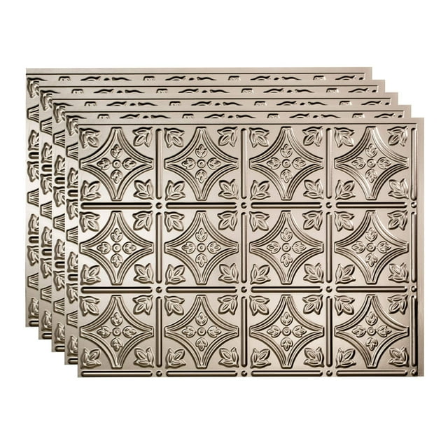FASÄDE Traditional Style/Pattern 1 Decorative Vinyl 18in x 24in Backsplash Panel in Brushed Nickel (5 Pack)