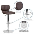 thumbnail image 4 of Flash Furniture Jeremy Contemporary Brown Vinyl Adjustable Height Barstool with Vertical Stitch Back and Chrome Base, 4 of 11
