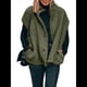 thumbnail image 2 of Chaleco de Felpa para Mujer, Informal, Extragrande, Cálido, con Botones y Bolsillos Verde S, 2 of 9