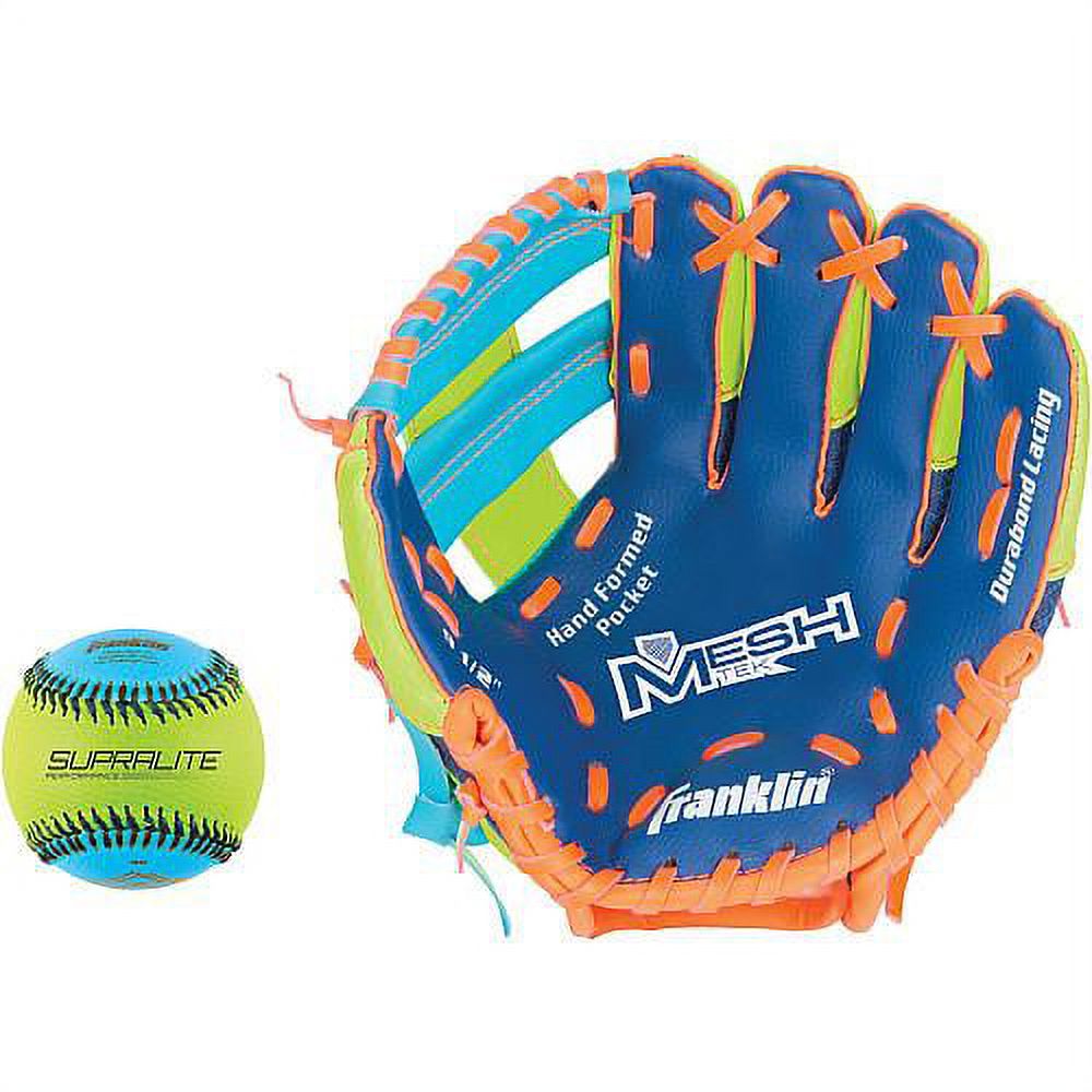 Franklin Sports Kid's Glove and Ball Set - Meshtek Foam Baseball and T-Ball Mitt - Righty - image 2 of 3