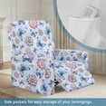 thumbnail image 4 of Renewold Butterfly Boho Floral Blue Recliner Couch Cover Polyester Spandex Mandala Flower Reclining Chair Protector 4 Pieces Stretch Recliner Chair Cover Dog Couch Slipcover for Living Room, 4 of 8
