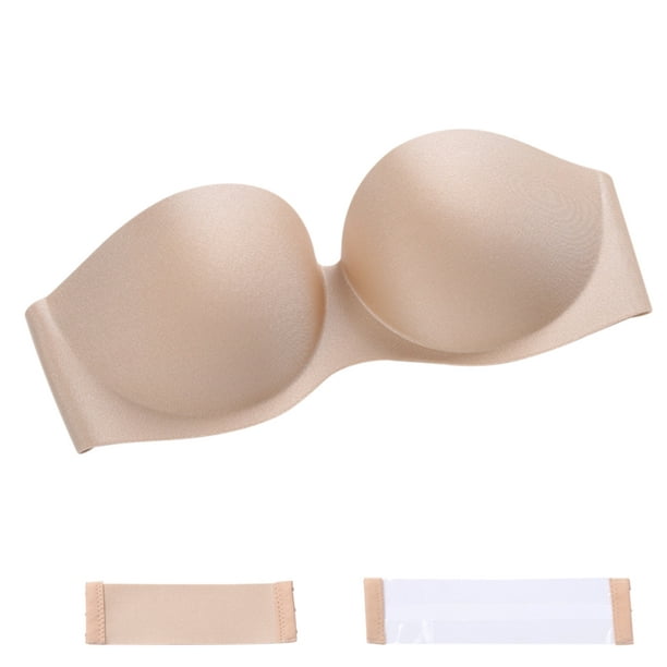 Baohd Strapless Bra Non- for slip Invisible Seamless Bra Sexy Push up  Underwear for Wedding Dress, Beige, C Skin Color A 