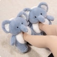 thumbnail image 3 of Jiibva Cartoon Elephant Animal Slippers, Winter Warm Plush Slippers, Non-Slip Soft Plush Indoor Slides Fuzzy House Shoes for Women, Man, 3 of 7