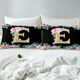 thumbnail image 3 of Erosebridal Black Gold Monogrammed E Comforter Cover Twin for Women Girls, Romantic Rose Bedding Sets Twin Size, Black Reversible, 1 Duvet Cover and 1 Pillowcase (No Comforter), 3 of 7
