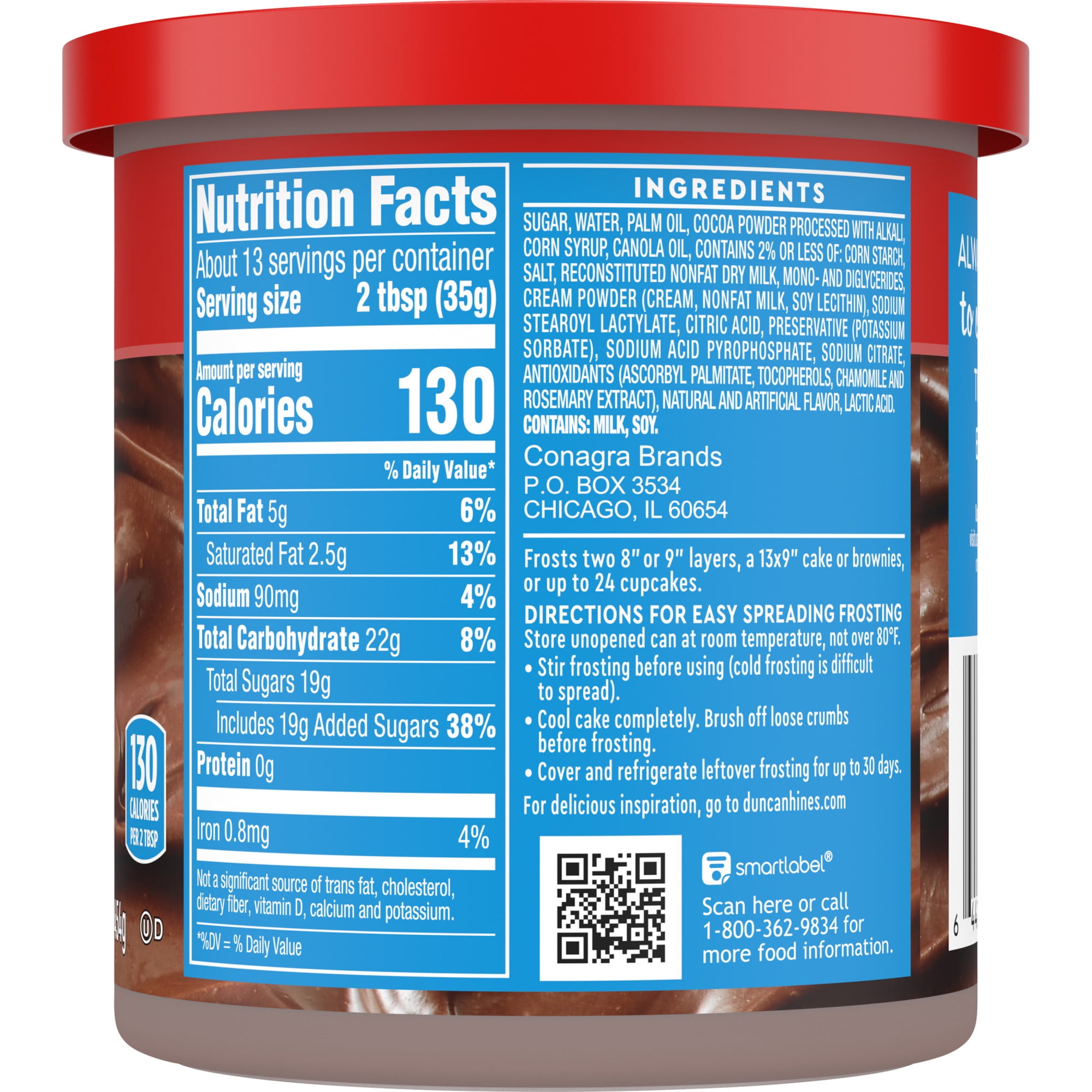 (2 pack) Duncan Hines Creamy Milk Chocolate Flavored Frosting, 16 oz.