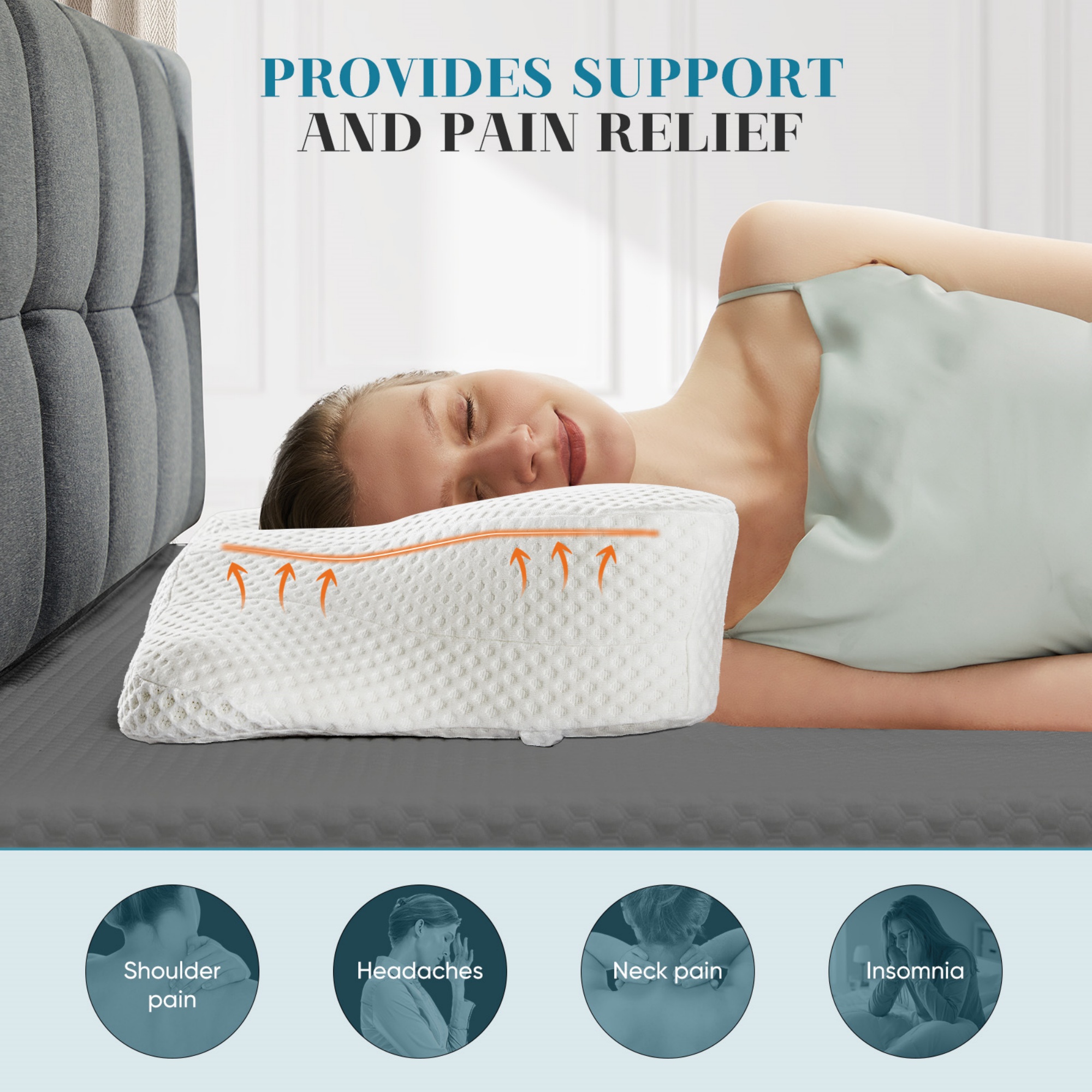 Edx Cervical Contour Pillow, Queen, White photo 6