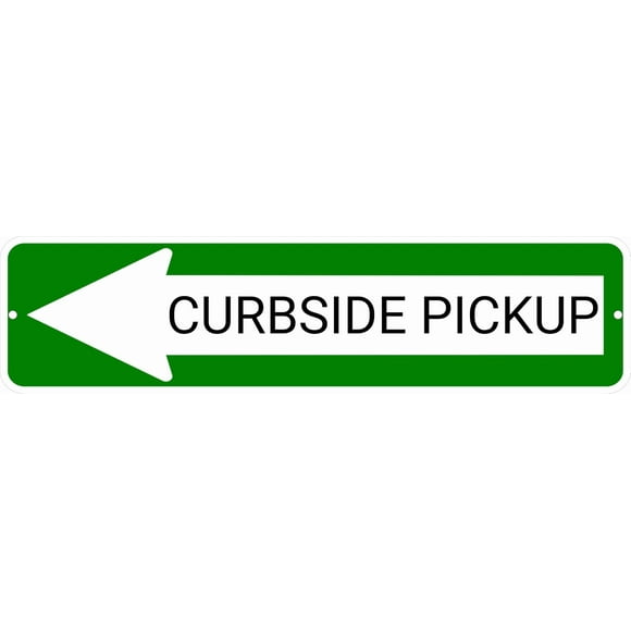 CURBSIDE PICKUP Green Left Arrow 24 x 6 inch Aluminum Composite Sign