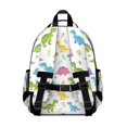 thumbnail image 3 of White Cartoon Dinosaurs Flowers Pattern Cute School Backpack Bag for School with Padded Back and Adjustable Shoulder Straps 15.25"x11.5"x5.25", 3 of 5