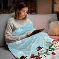 thumbnail image 5 of Cute Snowman Flannel Blanket for Bed,Travel and Camping, Snowflake Winter Blue Christmas Super Soft Cozy Blanket for All Seasons 40"x50", 5 of 9