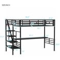 thumbnail image 2 of Loft Bed with Desk and LED Lights - Twin Metal Bed Frame with Study Desk, No Box Spring Needed, Space Saving for Kids Teens Small Rooms, Black Industrial, 2 of 7