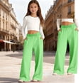 thumbnail image 5 of Kids School Uniform For Girls Fit Kids Dress Pants With Pockets Straight Pants Green Uniform Pants Back To School Clothes For Girls Kids Girls Pants Size 7-8 Years, 5 of 6