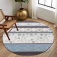 thumbnail image 2 of Round Rug 6Ft Washable Non-Slip, Blue Brown Stripes Circle Area Rugs for Living Room Bedroom, Abstract Geometric Spring Flowers Country Indoor Floor Mats Carpet Runner for Home Decor Aesthetic, 2 of 8