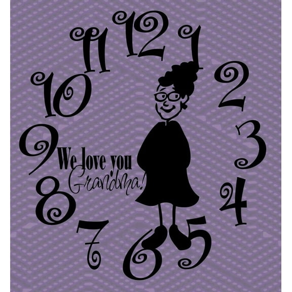 Grandma Clock Picture Art – Living Room Sticker Vinyl Wall Decal 18 X 18 Inches
