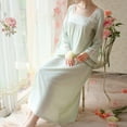 thumbnail image 2 of Defitshape Women's Victorian Nightgown Soft Bell Sleeve Long Pajama Dress Billowy Cotton Sleep Shirt Cute Lace Sleepwear Long Sleeve Pj Dress Ladies Vintage Princess Fancy Lounge Nighty Green Medium, 2 of 5