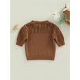 thumbnail image 4 of Kids Sweater, Solid Color Round Neck Long Sleeve Hollow Out Knitwear Winter Outfit for Girls Boys, 4 of 8