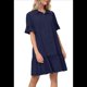 thumbnail image 2 of Vestido Camisero de Verano para Mujer, Informal, con Mangas con Volantes, Corte Recto, Minivestido con Bolsillos, Azul Marino, Talla L, 2 of 8