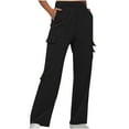 thumbnail image 1 of Timegard Womens Sweatpants Cargo Pants Elastic Waist Straight Leg Fall Casual Loose Workout Trousers, 1 of 6