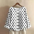 thumbnail image 2 of Womens Long Sleeve Tops, Yigetop Women Fashion Casual Button Long Sleeve Printed Tops Shirts Blouses Tops Polka Dot Shirts for Women White XL, 2 of 4