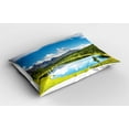 thumbnail image 2 of Ambesonne Nature Pillow Sham 2 Pack, Sky Mountain Landscape, 26"x20", Green Blue White, 2 of 3