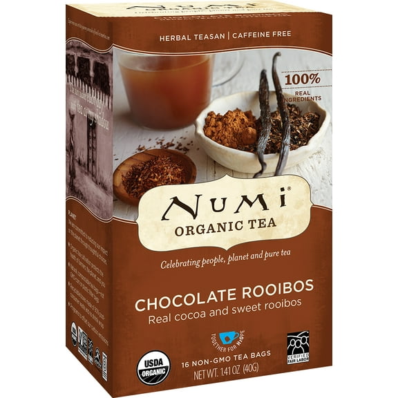 Numi Organic Tea, Chocolate Rooibos, Tea Bags, 16 Ct