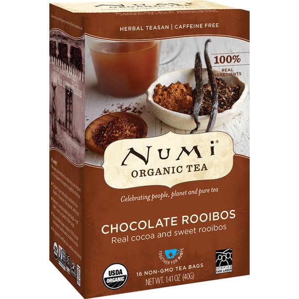 Numi Organic Tea, Chocolate Rooibos, Tea Bags, 16 Ct
