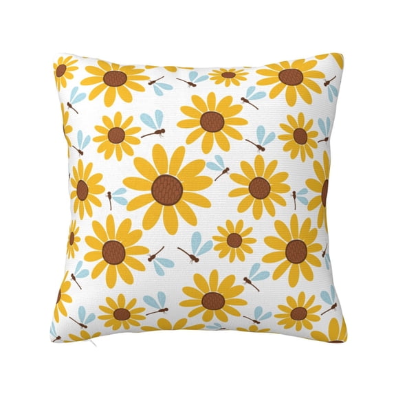 Honeii Sunflowers Print Throw Pillow, Square Decorative Pillow Forms Soft Fluffy Plump Pillow Decorative Pillow Inserts,Couch Pillows-12"x12"