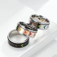 thumbnail image 4 of PAMTIER 8MM Unisex Stainless Steel Gays and LGBT Pride Arrow Shaped Rainbow Flag Rotatable Fidget Ring Anxiety Wedding Band Silver Size 7, 4 of 5