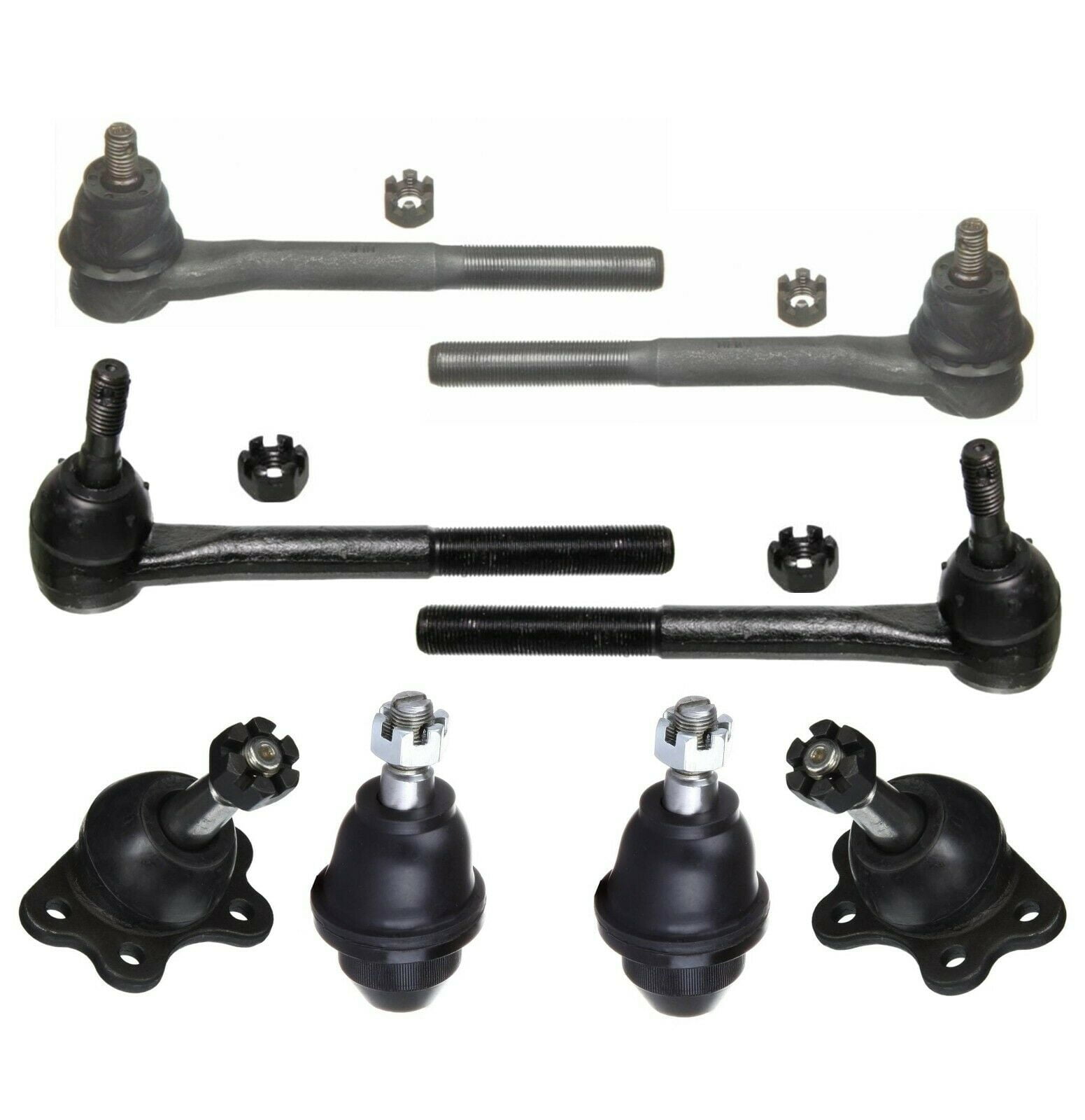 8 Pc Ball Joints Upper Lower + Tie Rod Ends Inner Outer Set Suspension