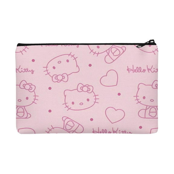 Hello kitty Cosmetic bag, cute canvas toiletry bag with preppy style, essential for women's travel 13x9.1inch