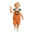 thumbnail image 5 of Kids Jumpsuit Adjustable Strap Sleeveless Romper Shorts with Pockets Pumpkin Girls Boys Halloween Outfit Size 1-7 Years, 5 of 5
