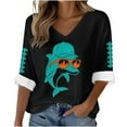 thumbnail image 2 of Craaazy T Shirts For Women Comfortable V-Neck Long Sleeve Dolphin Print Casual Blouse Gifts, 2 of 3