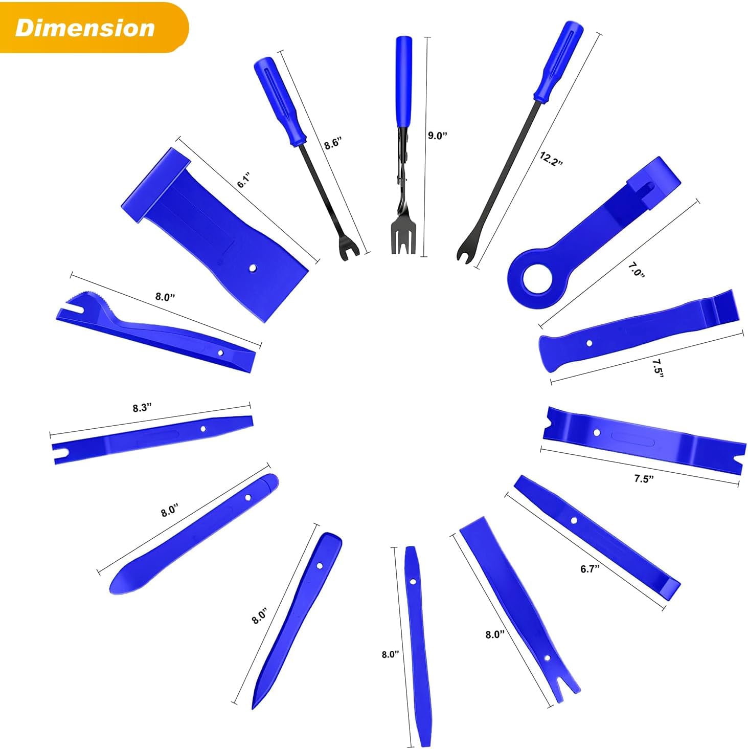 GOOACC 40Pcs Trim Removal Tool,Auto Terminal Removal Key Tool,Auto Clip Pliers Stereo Removal Tools,Car Upholstery Repair Removal Kit,Precision Hook and Pick Set,Wiring Threader,Car Film Scrape-Blue