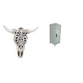 thumbnail image 1 of Escultura de pared de calavera,Estatua de resina con cabeza de vaca para decoración de pared y hogar,Contenedor de almacenamiento,Mini armario organizador de cosméticos de escritorio,Caja de, 1 of 8