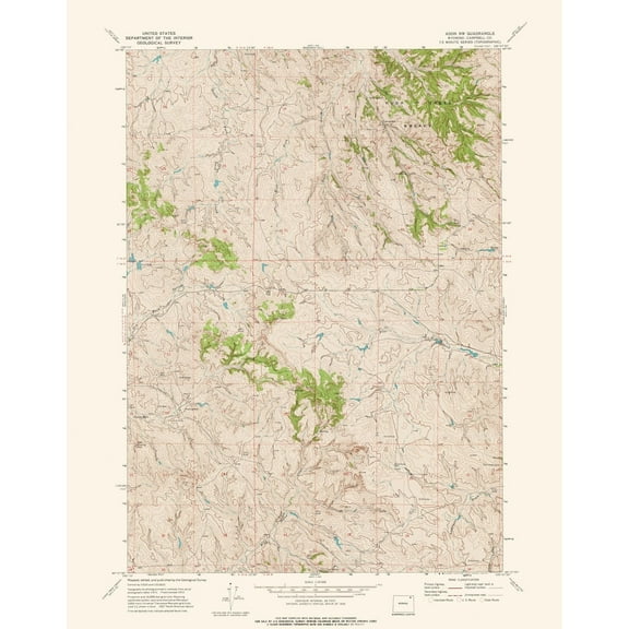 Topographical Map - North West Adon Wyoming Quad - USGS 1972 - 23 x 29.22 - Vintage Wall Art