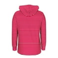 thumbnail image 4 of ZUKMRJPC Women's V Neck Striped Sweatshirt Fall Trendy Button Up Long Sleeve Drawstring Hooded Pullover Lightweight Soft Cotton Tops, 4 of 5