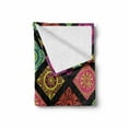 thumbnail image 2 of Ethnic Soft Flannel Fleece Blanket, Flower Mandala Tiles in Lively Colored Frames Hand-drawn Style on Black Background, Cozy Plush for Indoor and Outdoor Use, 50" x 60", Multicolor, by Ambesonne, 2 of 6