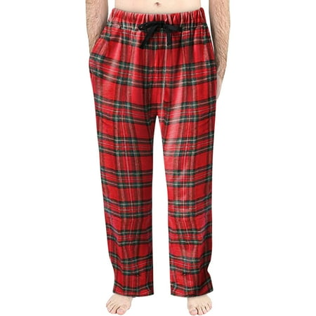 

Mens Pajamas Spring Fashion Casual Plaid Lace Cotton Can Be Worn Outside Pajamas Home Pants