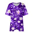 thumbnail image 4 of Pisexur Hauts pour Femmes, Hauts d'Été pour Femmes, Hauts Grande Taille pour Femmes, Hauts pour Dames Mode Été Aguichant Imprimé Manches Courtes Col Rond Multicolore, 2TG, 4 of 7
