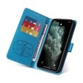 thumbnail image 6 of Compatible with iPhone 13 Pro Wallet Case with Card Holder & Cash Slot [RFID Blocking],Wallet Wristlet Pressed Butterfly Flower PU Leather Magnetic Flip Folio Cover for Women Men,Blue, 6 of 7