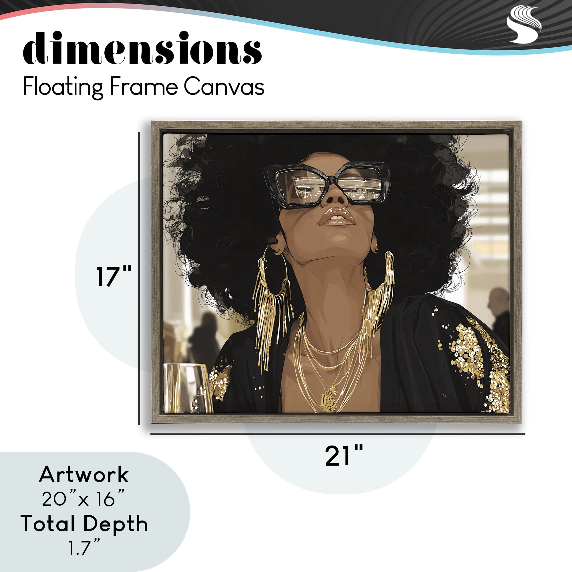 Stupell Industries Full Of Confidence Beautiful Woman Brown Framed Floater Canvas Wall Art, design by Franklyn Gregory