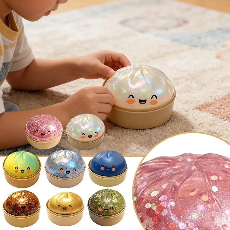Géant Squishy Dumpling XXL 25 Cm – Boulette Bao Anti-Stress Avec Cuiseur Vapeur, Glitter, Jouet Pressant Pour Adulte Et Collectionneur