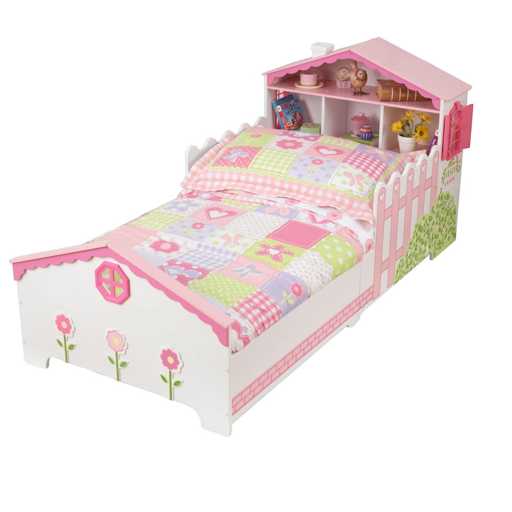 KidKraft Dollhouse Toddler Bed Pink With Bed Rails