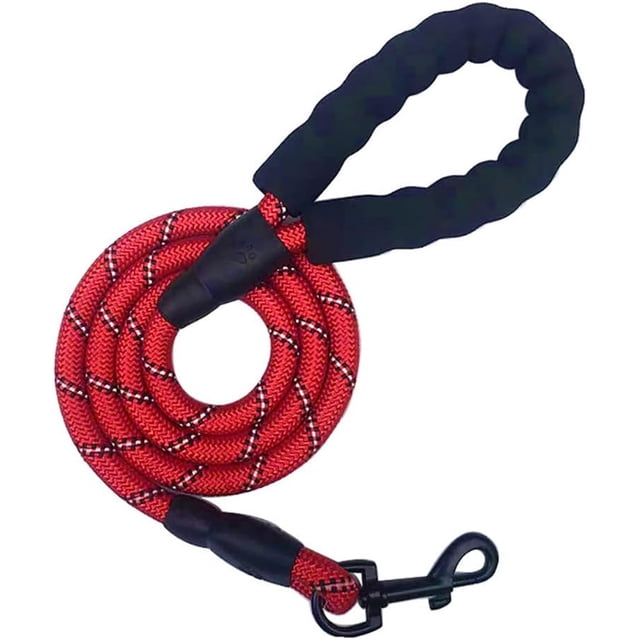 Pet Traction Rope, Ruixuege Upgraded Dual Solid Traction Rope, with Comfortable Padded Handle and high Reflection Light, Suitable for Large or Medium-Sized Dogs, 3M Long (red)