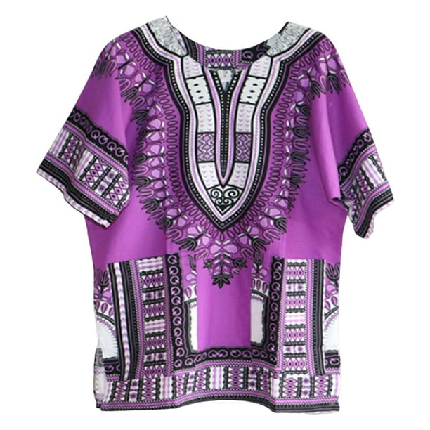 Camiseta Africana Dashiki Estilo Festival Estampado Floral Tribal Grande Talla única Zulema Camisa Africana Dashiki