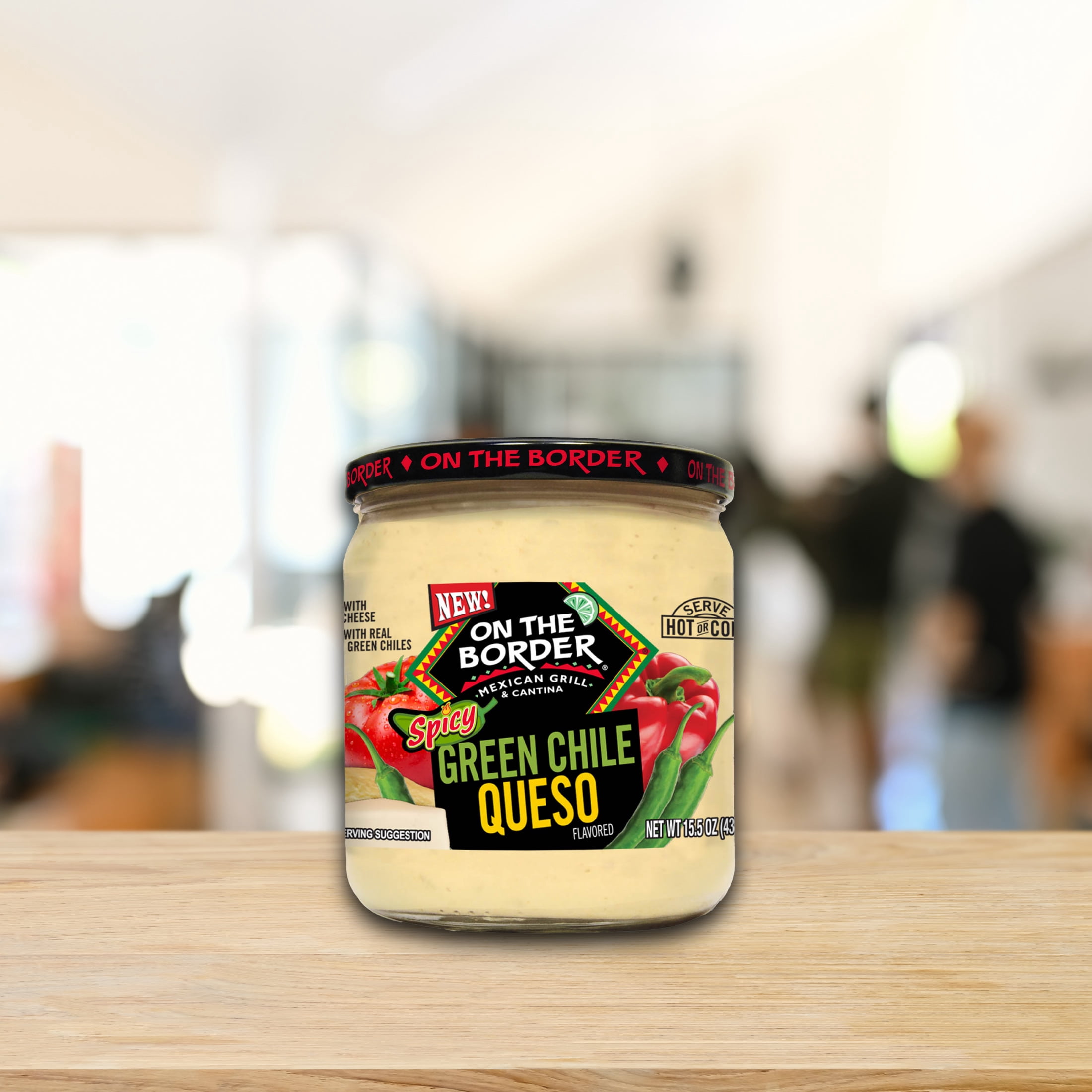 On The Border Spicy Green Chile Queso, 15.5 oz Jar