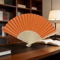 thumbnail image 3 of Yucurem 1 Pack Foldable Handheld Fan, Chinese Folding Fan for Women, Solid Bamboo Paper Fans for Wedding Guests, Dancing, Party Favors (Orange), 3 of 7