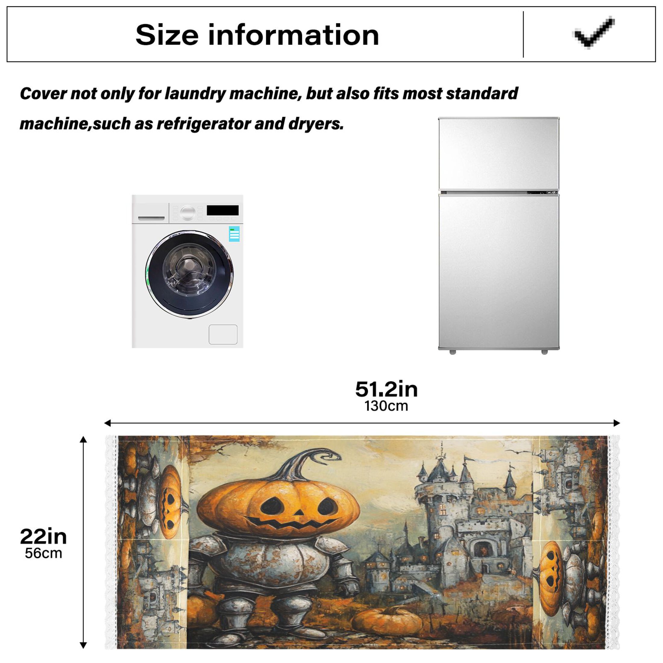Cute Pumpkin KnightWasher and Dryer Covers Dust-Proof and Oil Resistant Fridge Cover with 4 Storage Pockets Washing Machine Top Cover for Laundry Kitchen Home 51.2 x 22 In