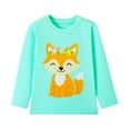 thumbnail image 6 of HILEELANG Littler Girls Long Sleeve T Shirts 3 Pack – 100% Cotton Casaul Pink Blue Purple Bunny Fox Owl Cute Graphic Tees for Fall Winter Everyday Layering & Play Tops 6 Years, 6 of 12