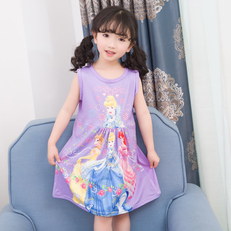 Princess Nightdress Toddler Girls Nighties Kids Queen Nightgowns Pajama Sleepwear Dressing Gown with A Film Character 